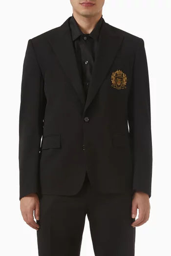 Single-breasted Bistretch Jacket in Wool-canvas