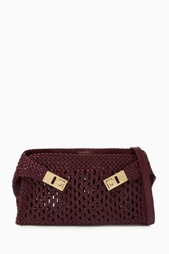 Hug Intreccio Crossbody Bag in Leather