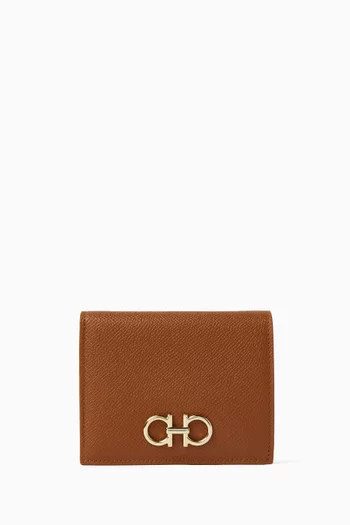 Gancini Compact Wallet in Hammered Calfskin