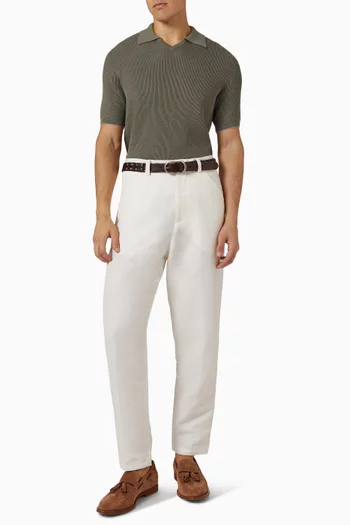 English Rib Knit Polo Shirt in Cotton