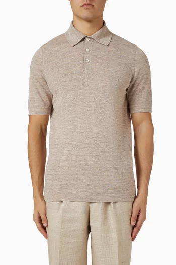 Knit Polo Shirt in Cotton & Linen