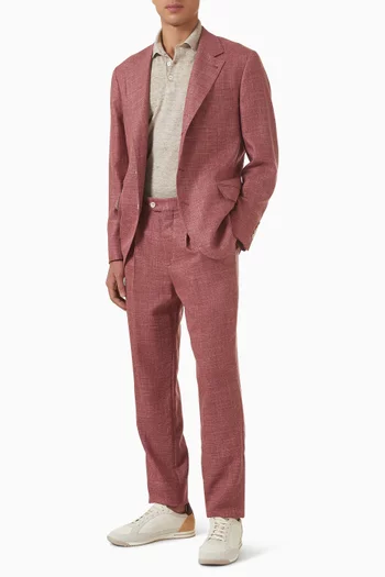 Hopsack Pleated Pants in Wool-blend