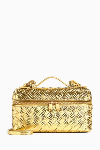 حقيبة مستحضرات تجميل بانج بانج جلد لامع مجدول