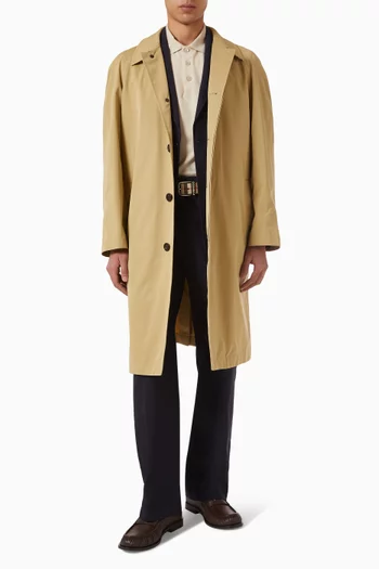 Long Car Coat in Cotton
