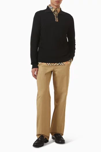 Textured Check Pants in Cotton