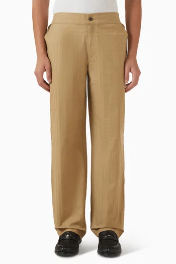 Textured Check Pants in Cotton