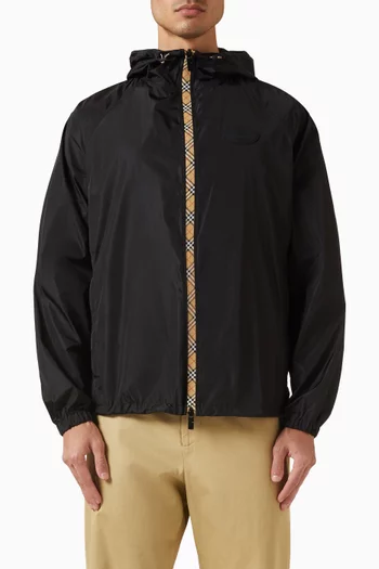 Checker-tape Hooded Jacket in Nylon