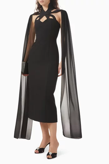 Morticia Cut-out Cape Dress