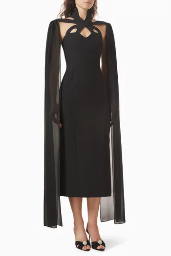 Morticia Cut-out Cape Dress