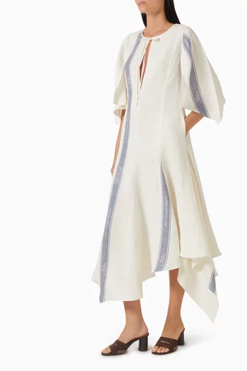 Draped-hem Dress in Linen
