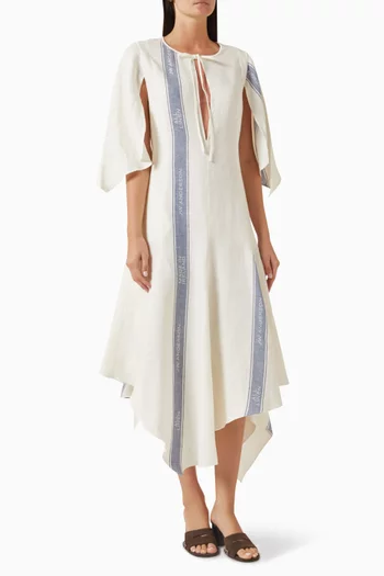 Draped-hem Dress in Linen