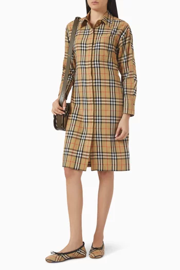 June Check Shirtdress in Cotton