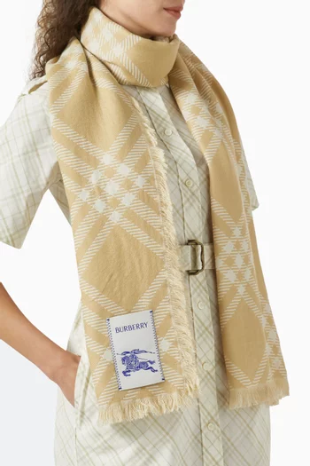 Check Scarf in Wool-silk