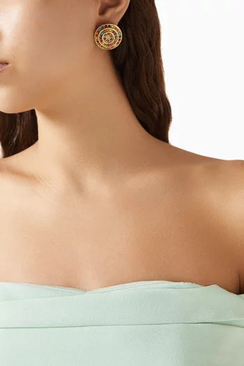 أقراط بتصميم مستدير متعدد الألوان فينتج من الثمانينيات