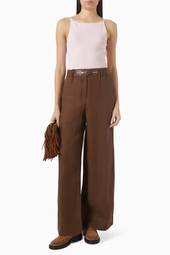 High Straight-Neck Top in Cotton-blend