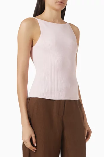 High Straight-Neck Top in Cotton-blend