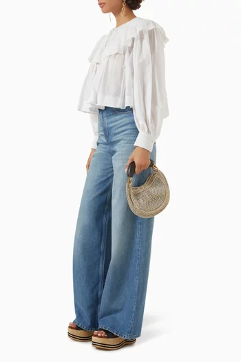 Ruffle Cropped Top in Cotton Voile & Lace