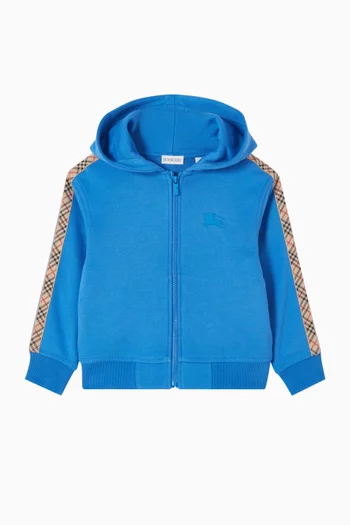 Clyde Check Tape Zip Hoodie in Cotton