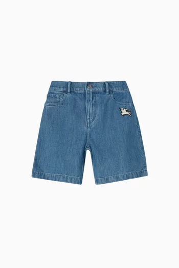 Castiel Embroidered Shorts in Denim