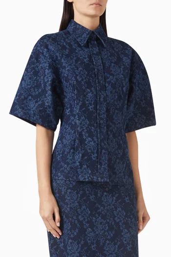 Lace-print Shirt in Denim