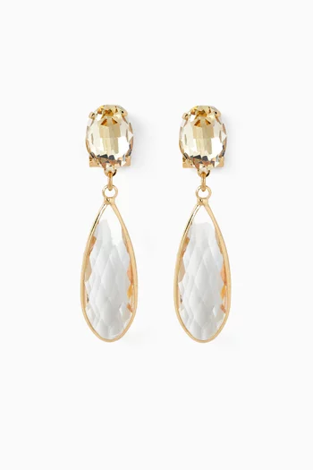 أقراط متدلية اوميجا مرصعة بالكريستال نحاس مطلي بلون ذهبي