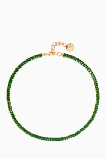 قلادة بتصميم سلسلة مرصعة بالكريستال نحاس مطلي بلون ذهبي