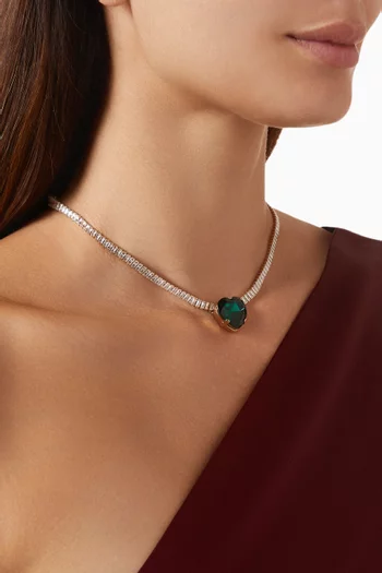 قلادة بدلاية بتصميم قلب مزينة بالكريستال نحاس مطلي بلون ذهبي