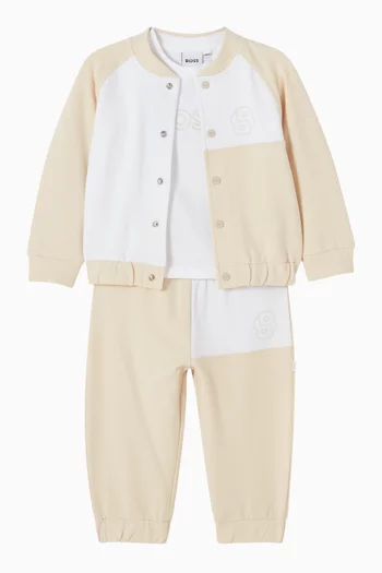 Panelled Tracksuit 3-piece Set in Cotton