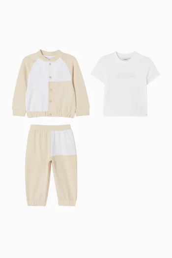 Panelled Tracksuit 3-piece Set in Cotton