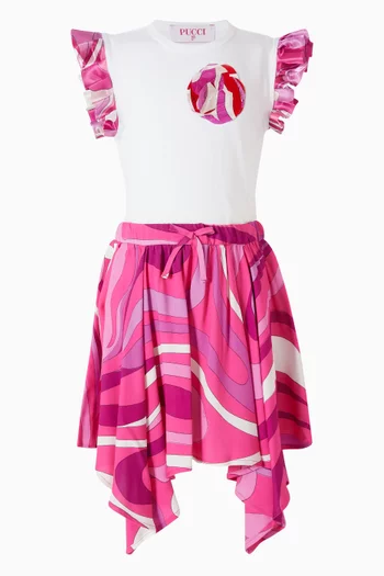 Abstract-print High-low Skirt