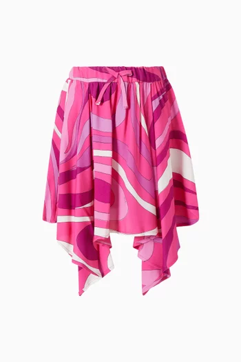 Abstract-print High-low Skirt