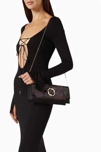 Vivien Crystal-embellished Clutch Bag in Satin