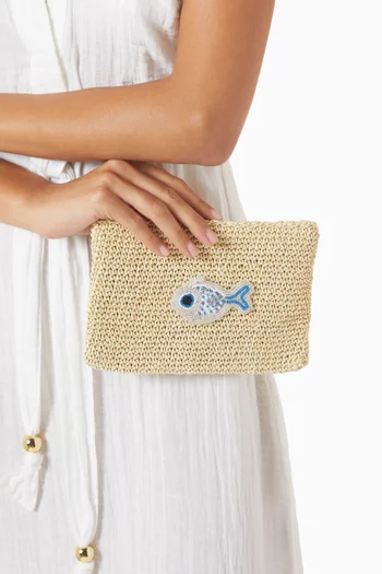 Small Vibe Clutch in Raffia