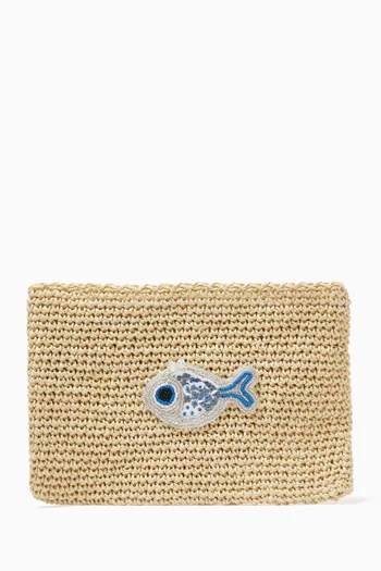 Small Vibe Clutch in Raffia