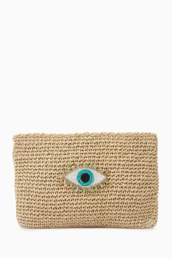 Small Vibe Clutch in Raffia