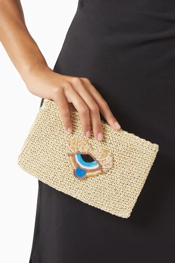 Small Vibe Clutch in Raffia