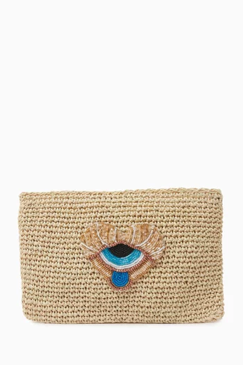 Small Vibe Clutch in Raffia