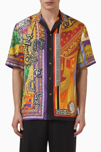 Patchwork Print Shirt in Silk-twill