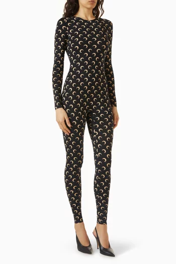 Moon-print Catsuit in Jersey