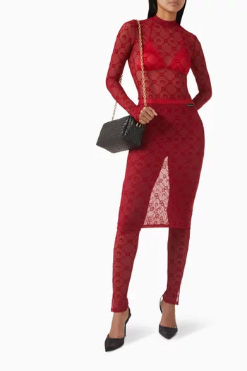 Moon-motif Highneck Top in Mesh