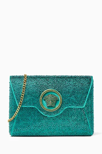 La Medusa Crystal-embellished Clutch Bag in Silk-satin