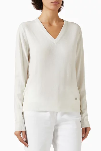 V-neck Knit Sweater in Cashmere