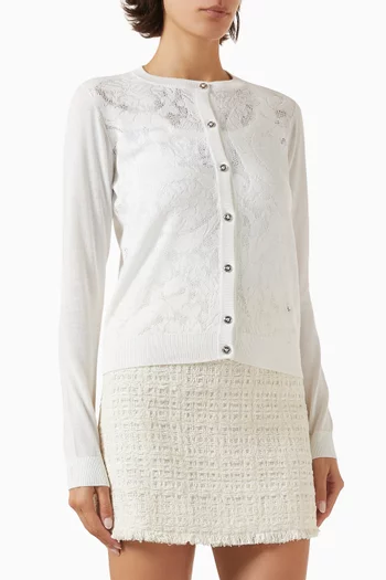 Baroque-pattern Knit Cardigan in Lace
