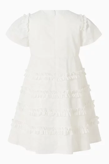 Ruffled-trim Dress in Cotton Poplin
