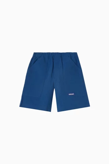 Logo-patch Dyed Shorts in Cotton