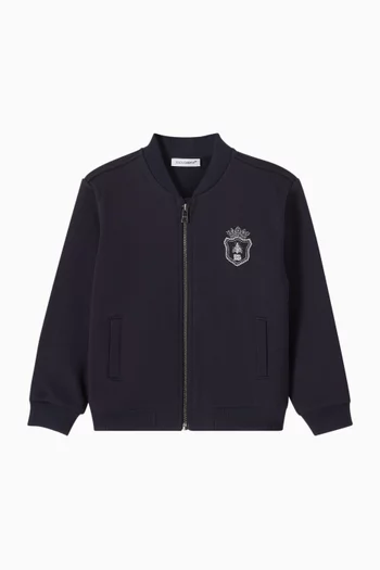 Crest-patch Zip Sweatshirt in Cotton-jersey