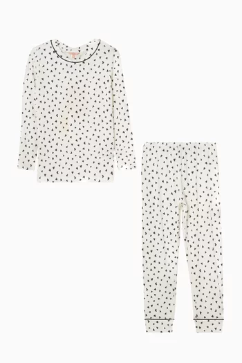 Heart-print Pyjama Set in Modal