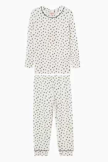 Heart-print Pyjama Set in Modal