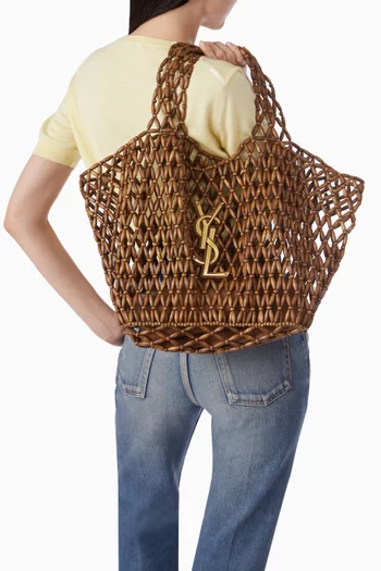 ICARE Medium Tote Bag in Wood Beads