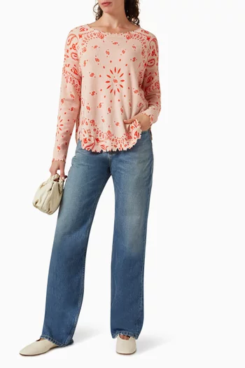 Mela Bandana-print Top in Cashmere